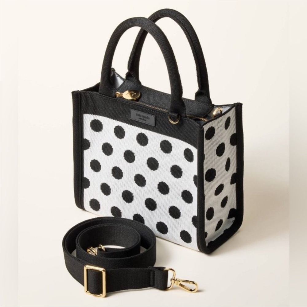 NWT Kate Spade x Target Black and White Polka Dot Tote Bag - Picture 2 of 8